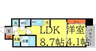 大阪府大阪市中央区瓦町2【マンション】の間取り