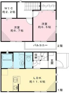 シャン・ド・フルール【2階】の間取り