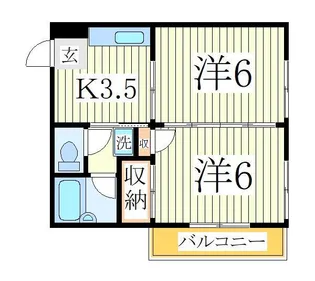 サニーフラットB【2階】の間取り