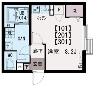 イクシオ六月【1階】の間取り