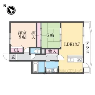 ガーデンハウス石山寺【1階】の間取り