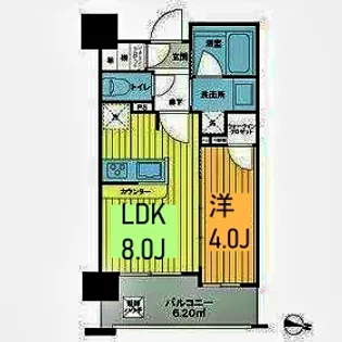 グローベル ザ・スイート横浜プレミア【4階】の間取り
