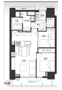 ルネッサンスタワー上野池之端【10階】の間取り