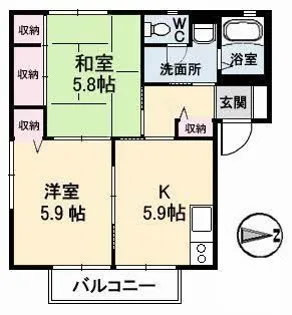 ディアス田の口 B棟【2階】の間取り