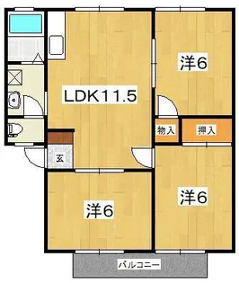 グリーンサイドハイツC【1階】の間取り