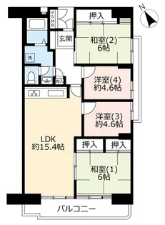 UR谷津パークタウン壱番街【4階】の間取り