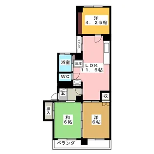 カーサ三輪【2階】の間取り