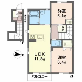 ソレアードII【2階】の間取り