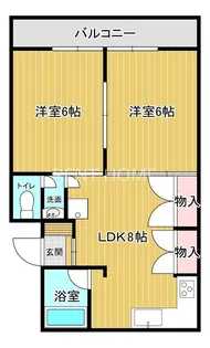 岡サンハイツ2号棟【4階】の間取り