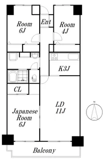 小松川パークマンション【6階】の間取り