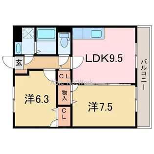 マリベール桜木【3階】の間取り