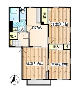 フェリスコートM N【2階】の間取り
