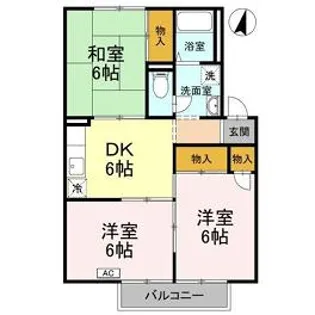 グリーンパーク佐伯【2階】の間取り
