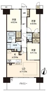 ジェイグランディア府中向洋【13階】の間取り
