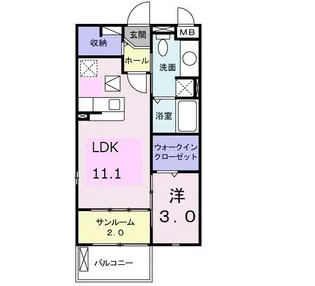 カーサプラシード B【1階】の間取り