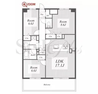 ロイヤルパークスERささしま【9階】の間取り