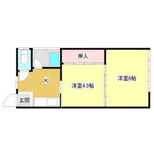 コーポカツラ 1号棟【1階】の間取り