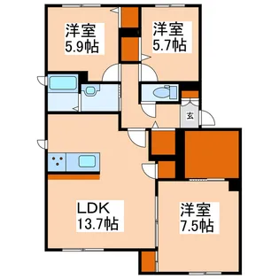 ラ・リュミエール月出【1階】の間取り