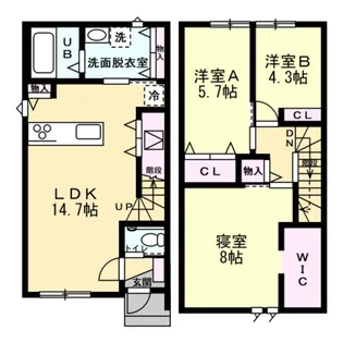 富山県富山市手屋3【一戸建】の間取り
