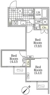 BRICK RESIDENCE 目黒本町【4階】の間取り