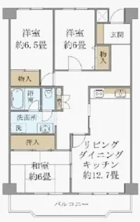 リバービュウハイツ【3階】の間取り