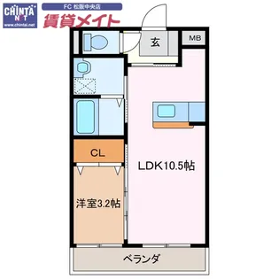 アンジュー【1階】の間取り