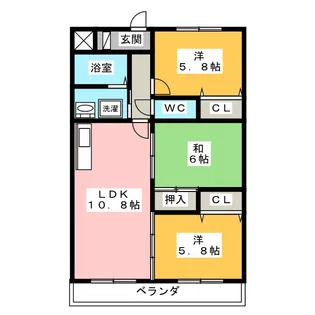 ルネス中川【1階】の間取り