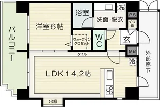 トレッタ北天神【7階】の間取り