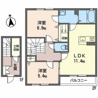 シャーメゾン リラフォートB【2階】の間取り