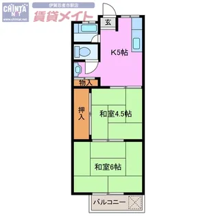 荒木アパートA【2階】の間取り