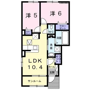 ルタン浦田【1階】の間取り