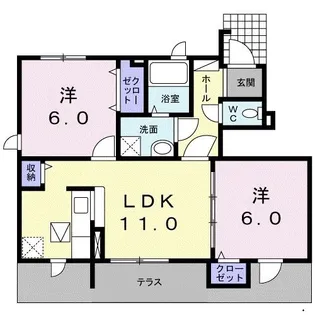 ラ・ビスタ城南A【1階】の間取り