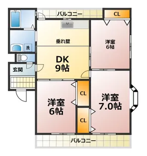 ファンタジー緑丘B棟【1階】の間取り