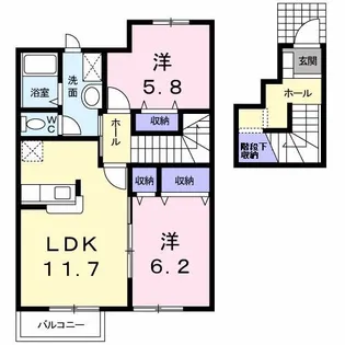アンソレイエ B棟【2階】の間取り