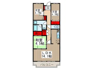 オーチャード・ヴィレッヂ【1階】の間取り