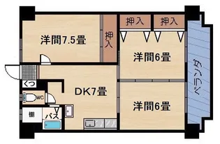 サンシャイン上之園【3階】の間取り