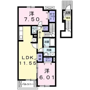 ロータス・ミカド【2階】の間取り
