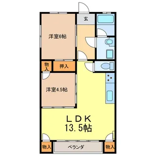 ツインビレッヂA【2階】の間取り