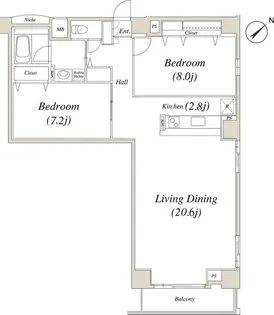 コートヒルズ高輪【7階】の間取り