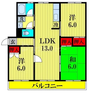 第2西形マンション【2階】の間取り