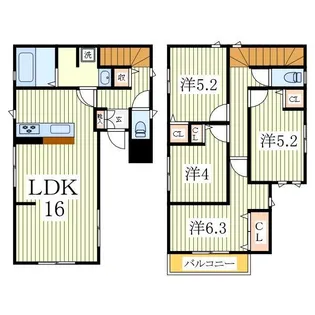 千葉県柏市西原5【一戸建】の間取り