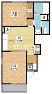 オリーブB【1階】の間取り