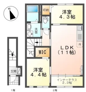 ラ メゾンあけぼのII【2階】の間取り