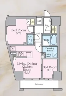 ラグゼナ北千住II【9階】の間取り