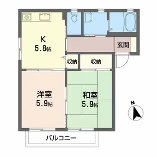 ロクヨウ館B【1階】の間取り