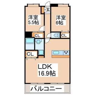 ラフィーネ長嶺【3階】の間取り
