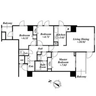 東京都品川区上大崎3【マンション】の間取り
