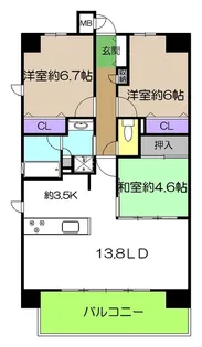ポレスター南川添【2階】の間取り