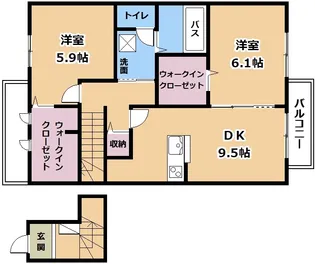ラーゴヴィレッタ B【2階】の間取り