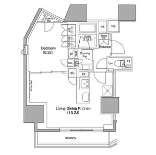 ザ パークハビオ麻布十番【9階】の間取り